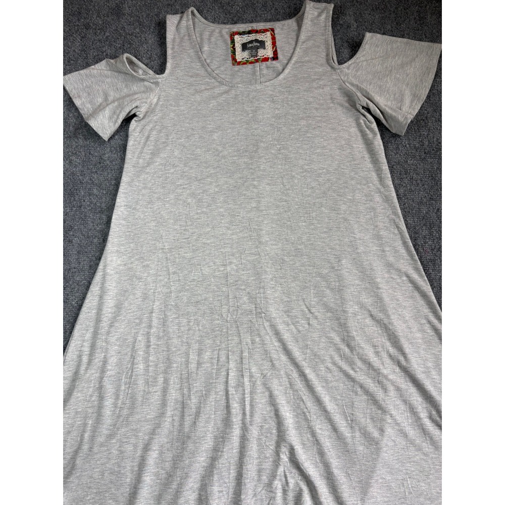 Neiman Marcus Womens Heather Gray Cold Shoulder Short Sleeve A-Line Dress Size M
